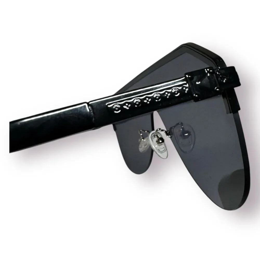Shield Style Black Aviator Sunglasses‎ Sleek Shades Unisex 61-143mm